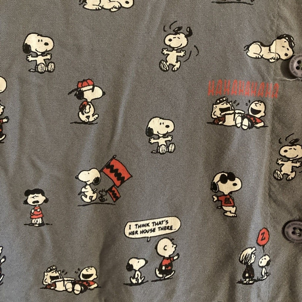 The Souled Store Womens M Gray Peanuts Snoopy Graphic Rayon Button Down Shirt - Picture 6 of 11